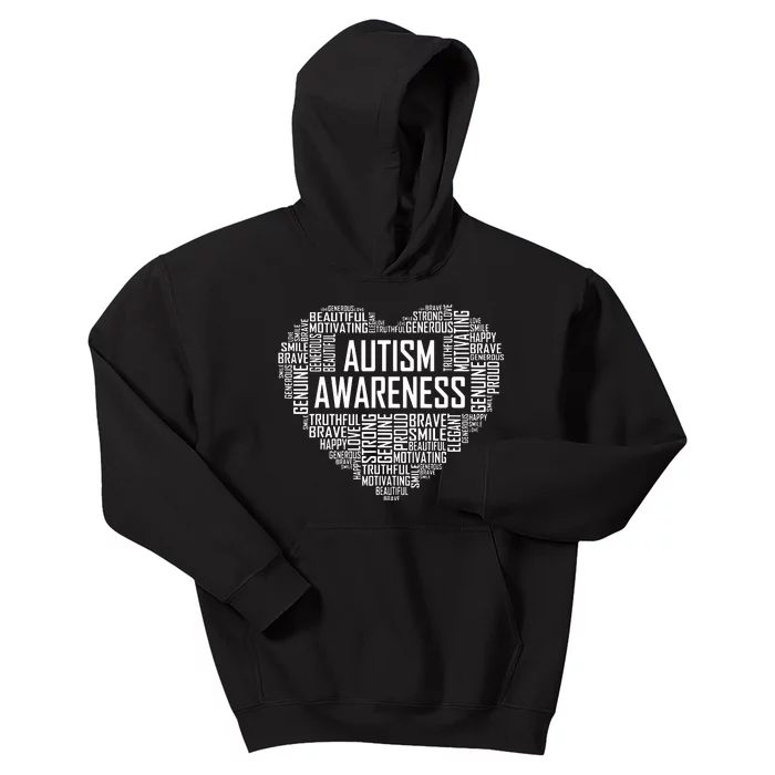 Autism Awareness Gift Heart Proud Support Month Gift Kids Hoodie