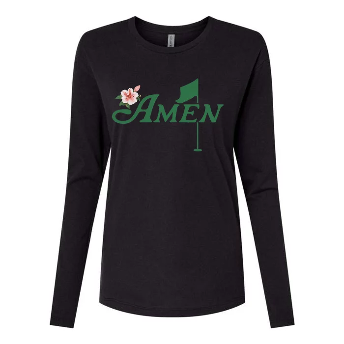 Amen Azalea Golf Masters Floral Golfing Enthusiast Womens Cotton Relaxed Long Sleeve T-Shirt