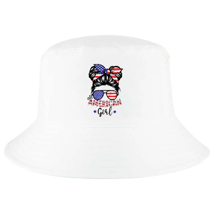 All American Girl 4th Of July Bleached Daughter USA Cool Comfort Performance Bucket Hat