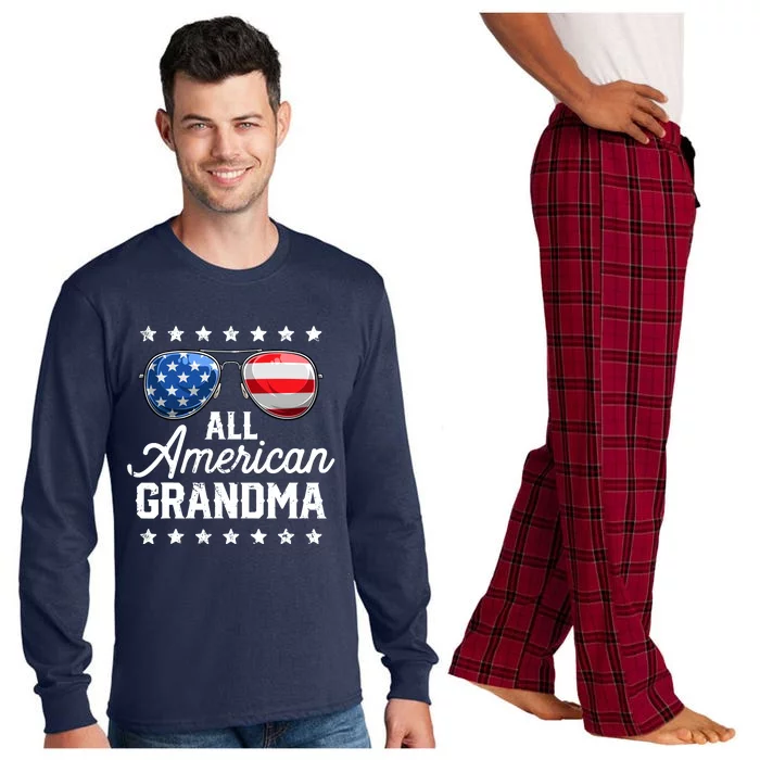 All American Grandma 4th of July Family Matching Sunglasses Long Sleeve Pajama Set