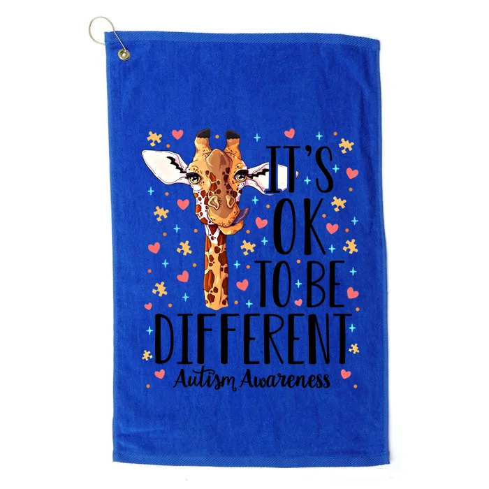 Autism Awareness Giraffe ItS Ok To Be Different Autistic Gift Platinum Collection Golf Towel