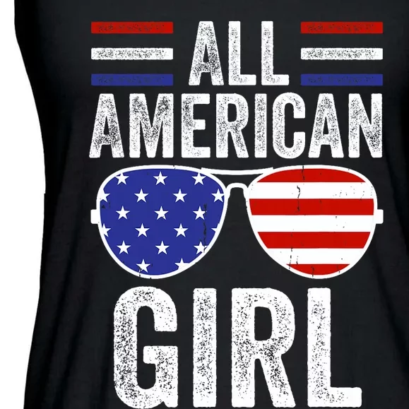 All American Girl 4th Of July Girl Patriotic Ladies Essential Flowy Tank