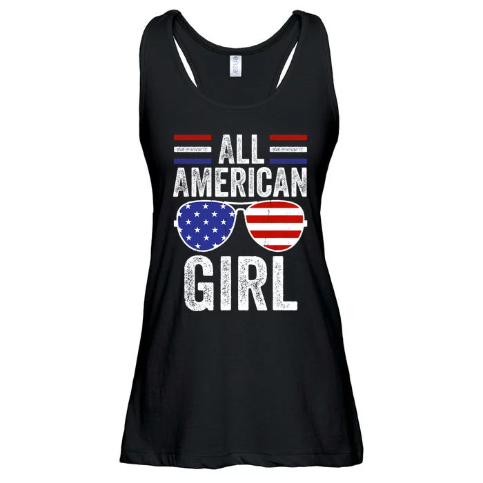 All American Girl 4th Of July Girl Patriotic Ladies Essential Flowy Tank