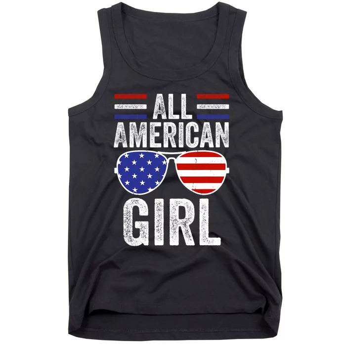 All American Girl 4th Of July Girl Patriotic Tank Top