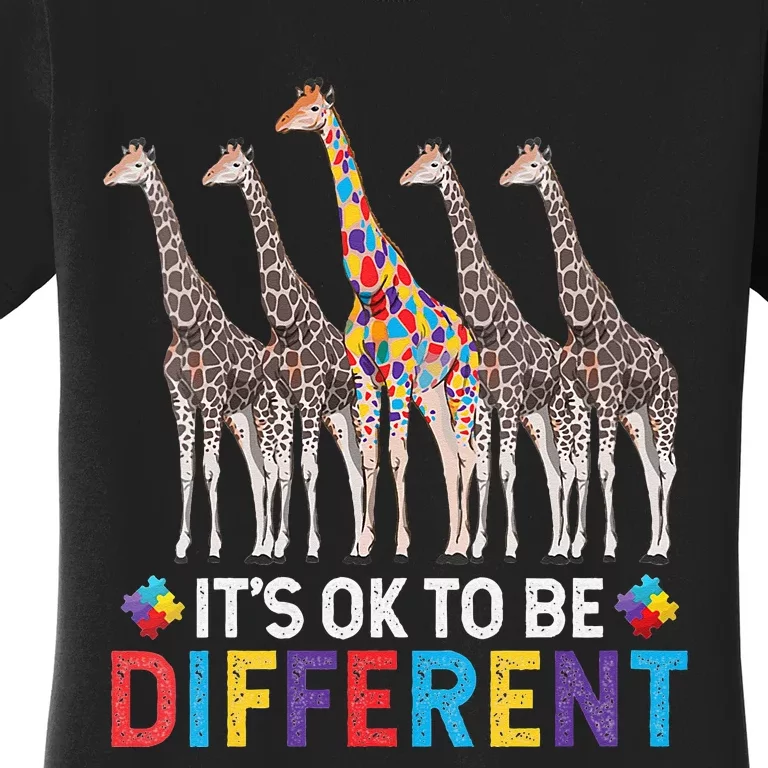 Autism Awareness Giraffe Puzzle It's Ok To Be Different Women's T-Shirt