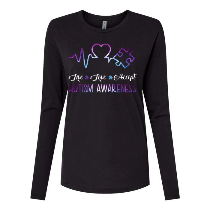 Autism Awareness Galaxy Womens Cotton Relaxed Long Sleeve T-Shirt