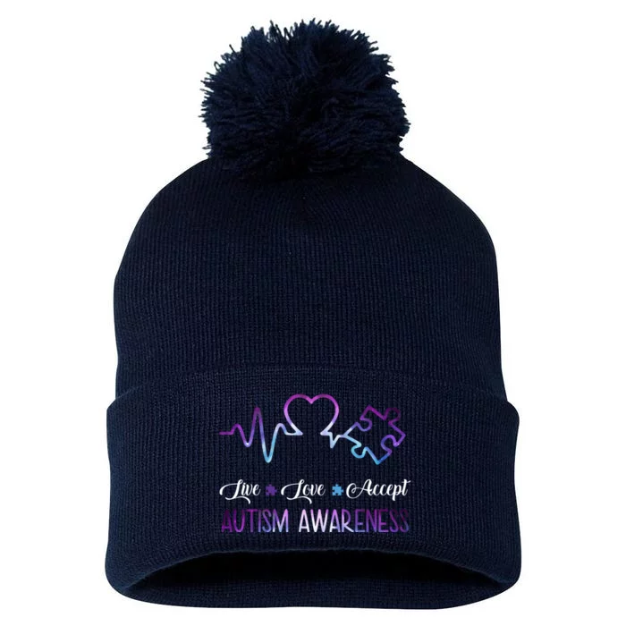 Autism Awareness Galaxy Pom Pom 12in Knit Beanie