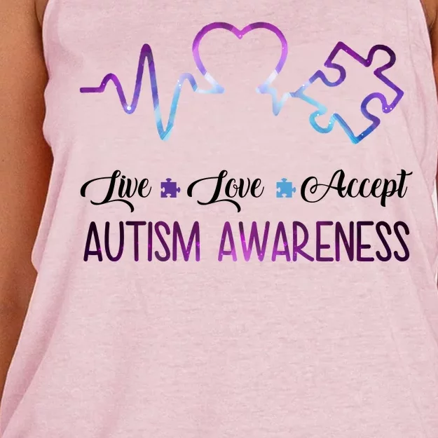 Autism Awareness Galaxy Women's Knotted Racerback Tank