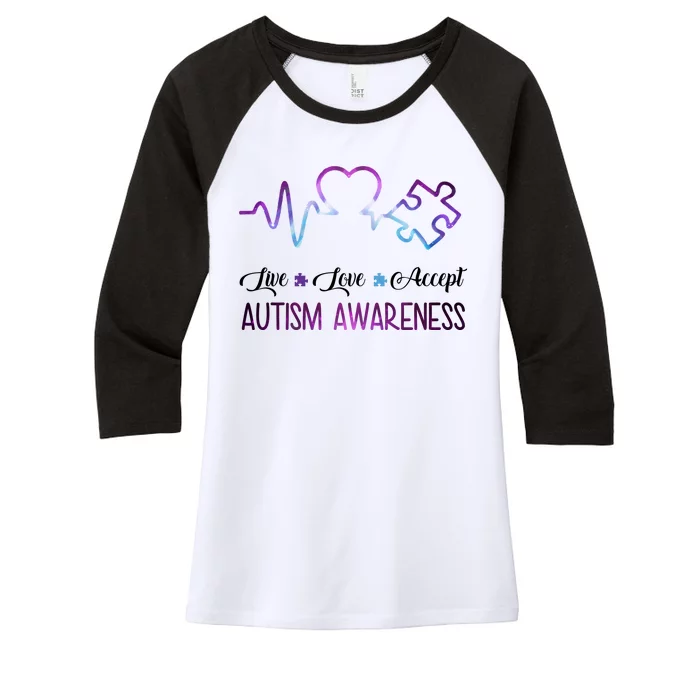 Autism Awareness Galaxy Women's Tri-Blend 3/4-Sleeve Raglan Shirt