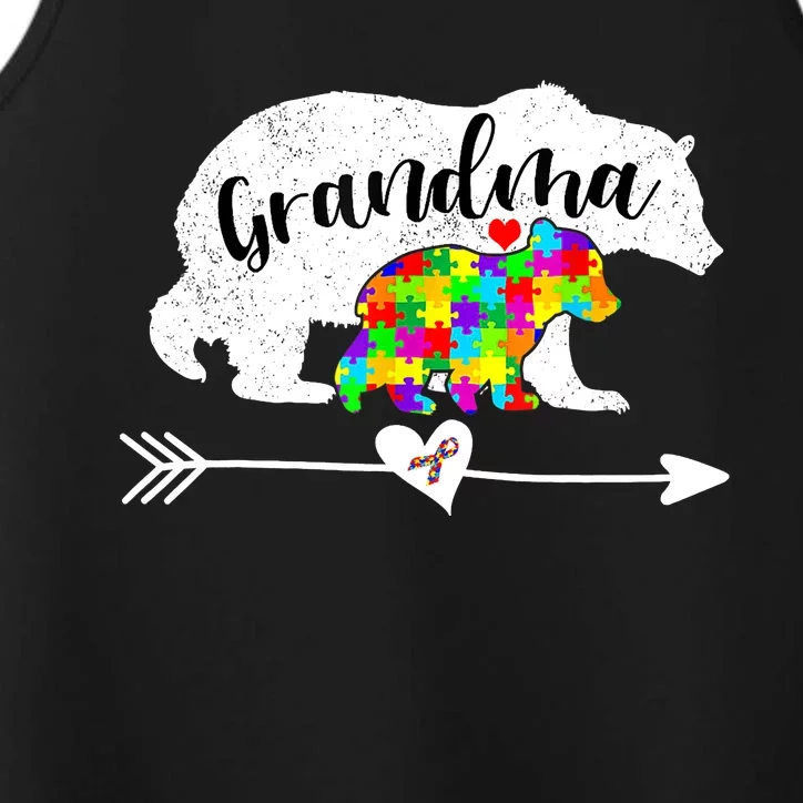 Autism Awareness Grandma Bear Support Autistic Adults Wo Performance Tank