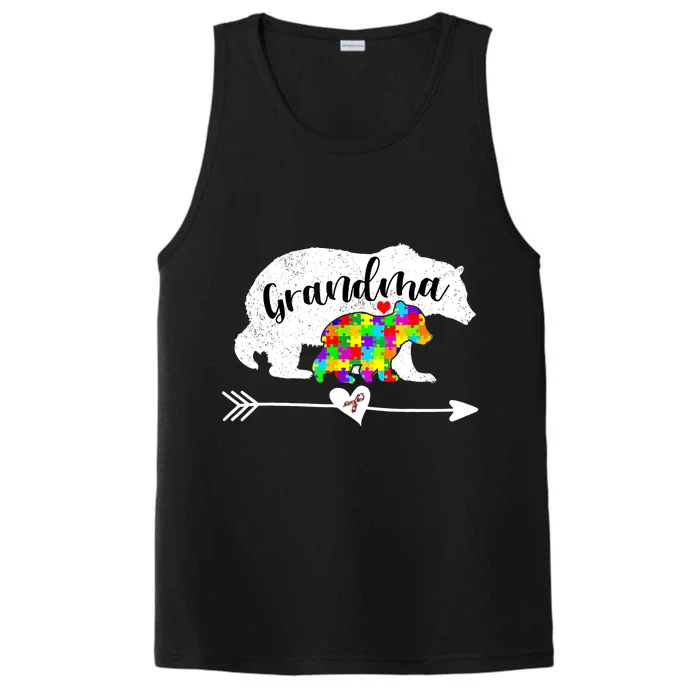 Autism Awareness Grandma Bear Support Autistic Adults Wo Performance Tank