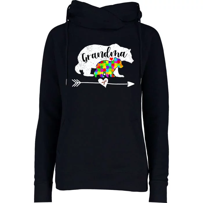 Autism Awareness Grandma Bear Support Autistic Adults Wo Womens Funnel Neck Pullover Hood