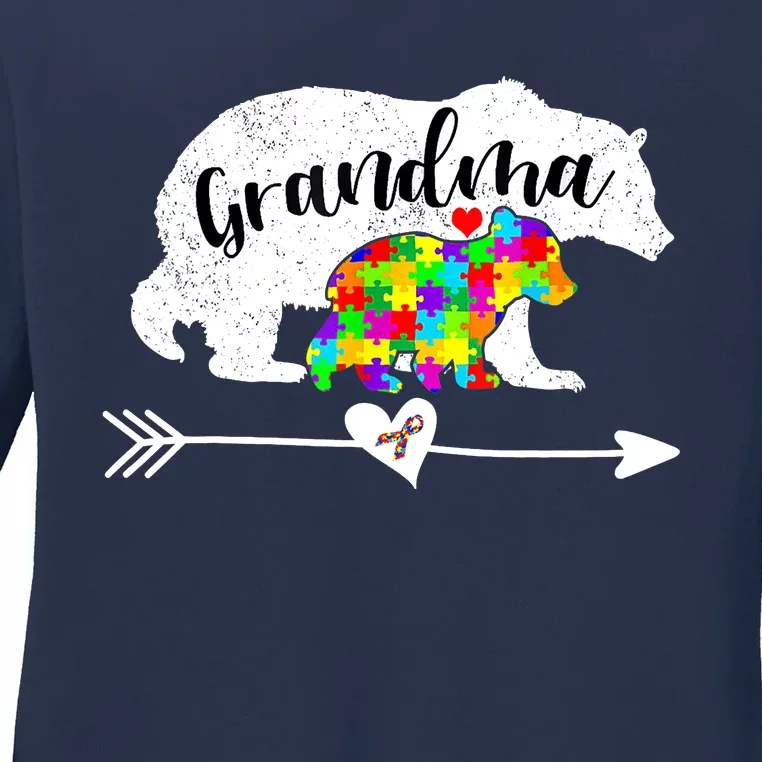 Autism Awareness Grandma Bear Support Autistic Adults Wo Ladies Long Sleeve Shirt