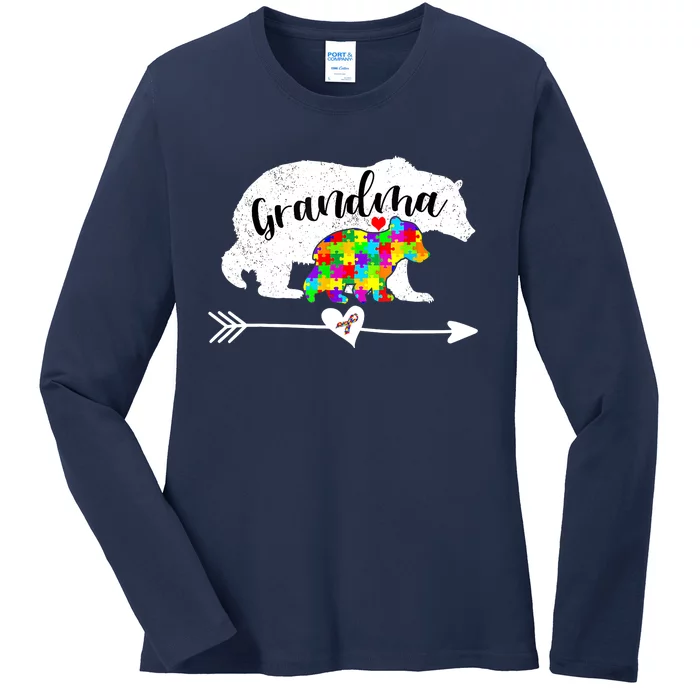 Autism Awareness Grandma Bear Support Autistic Adults Wo Ladies Long Sleeve Shirt