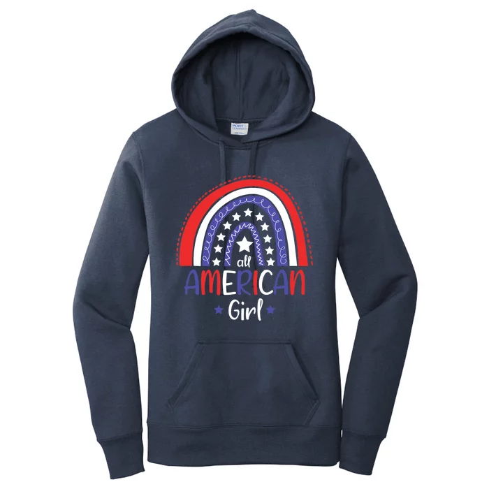 All American Girl July 4th America Flag Rainbow Women's Pullover Hoodie