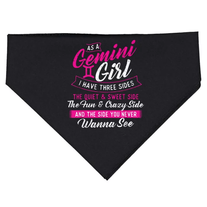 As A Gemini Girl I Have Three Sides Astrology Zodiac Sign USA-Made Doggie Bandana