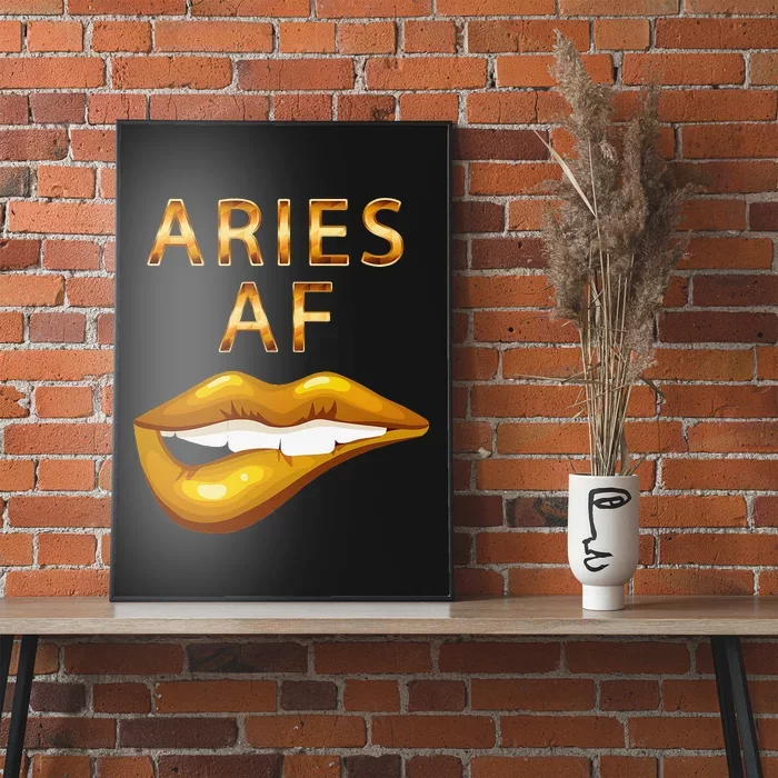 Aries Af Gold Sexy Lip Birthday Poster