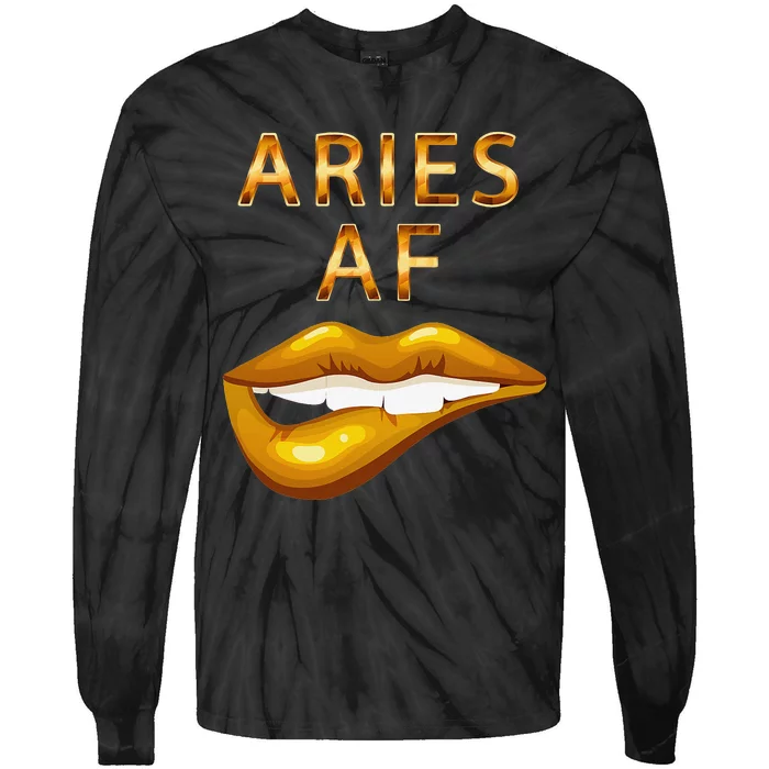 Aries Af Gold Sexy Lip Birthday Tie-Dye Long Sleeve Shirt