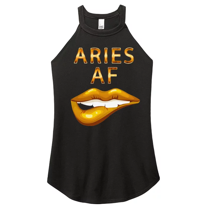 Aries Af Gold Sexy Lip Birthday Women’s Perfect Tri Rocker Tank