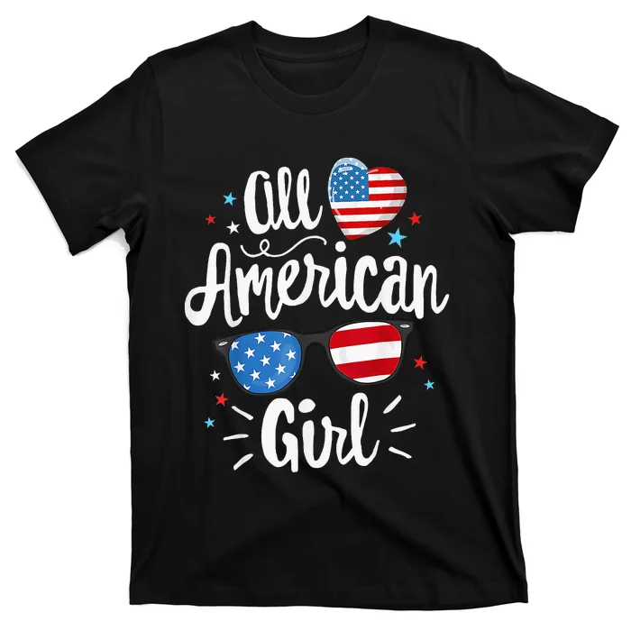 All American Girl Women American Flag 4th Of July Patriotic T-Shirt