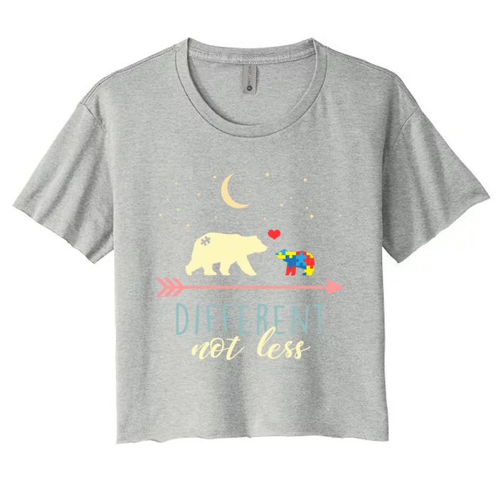 Autism Awareness Gift Mama Bear Different Not Less Gift Women's Crop Top Tee