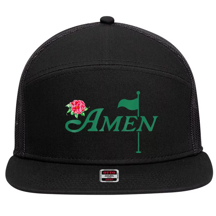 Amen Azalea Golf Masters Floral Golfing Enthusiast Design 7 Panel Mesh Trucker Snapback Hat