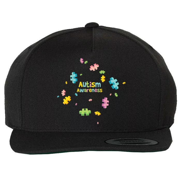 Autism Awareness Gift Puzzle Pieces Gift Wool Snapback Cap