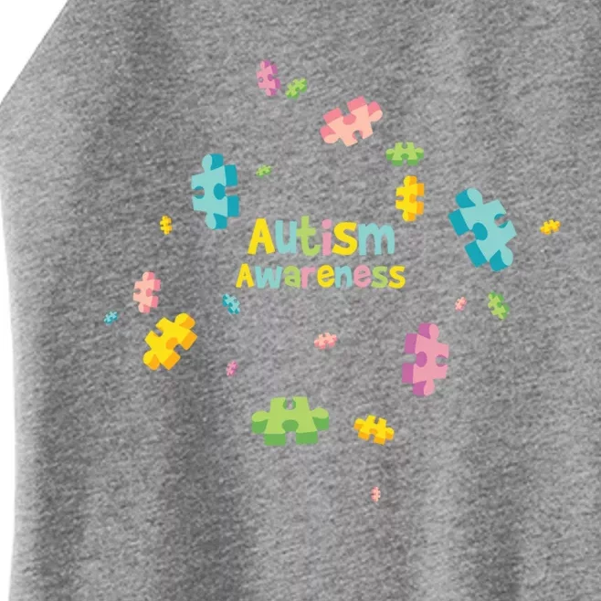 Autism Awareness Gift Puzzle Pieces Gift Women’s Perfect Tri Rocker Tank