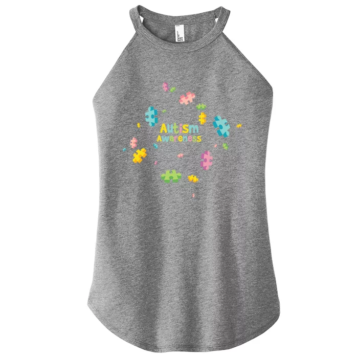 Autism Awareness Gift Puzzle Pieces Gift Women’s Perfect Tri Rocker Tank