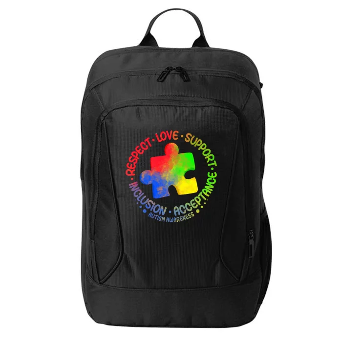 Autism Awareness Great Gift Respect Love Support Autism Cool Gift City Backpack