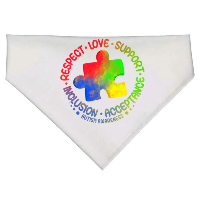 Autism Awareness Great Gift Respect Love Support Autism Cool Gift USA-Made Doggie Bandana