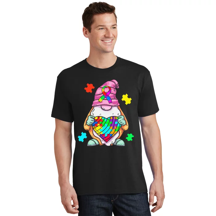 Autism Awareness Gnome Hugging Heart Acceptance T-Shirt