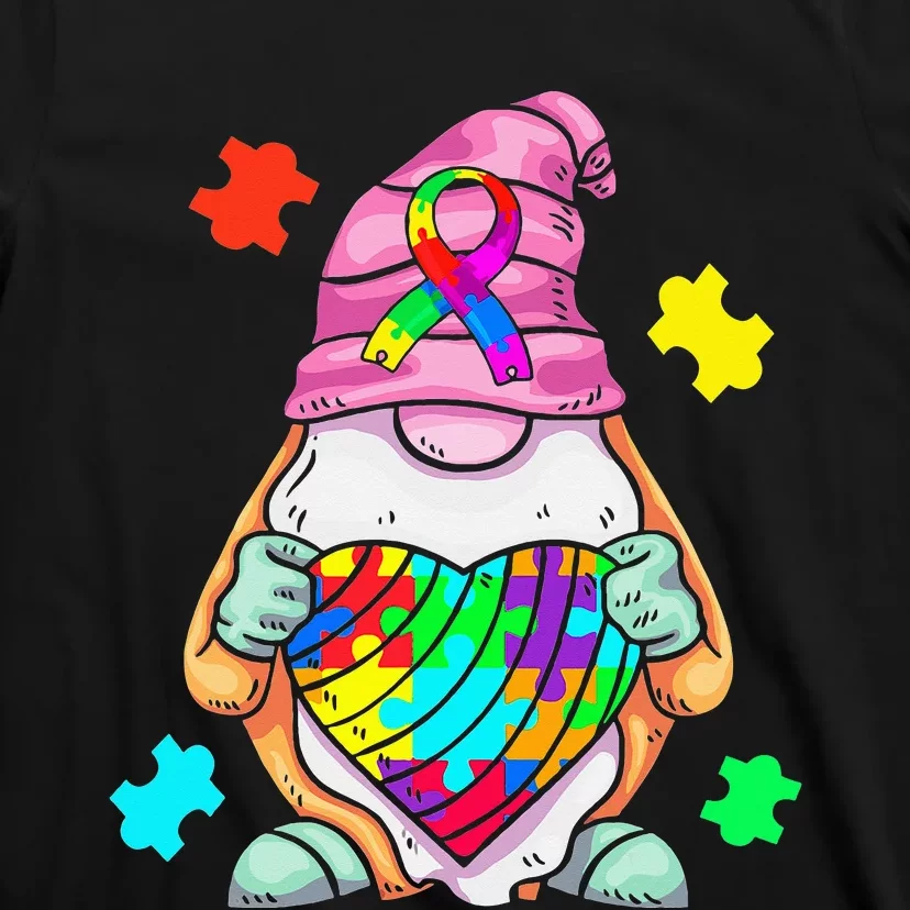 Autism Awareness Gnome Hugging Heart Acceptance T-Shirt