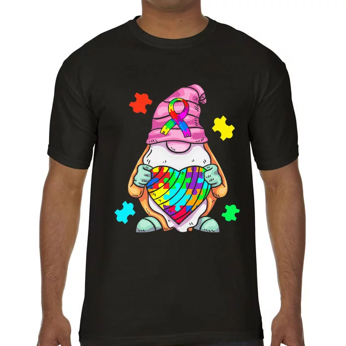 Autism Awareness Gnome Hugging Heart Acceptance Comfort Colors T-Shirt