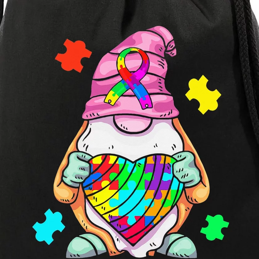 Autism Awareness Gnome Hugging Heart Acceptance Drawstring Bag