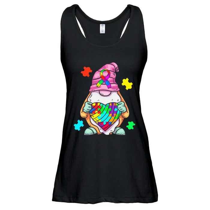 Autism Awareness Gnome Hugging Heart Acceptance Ladies Essential Flowy Tank