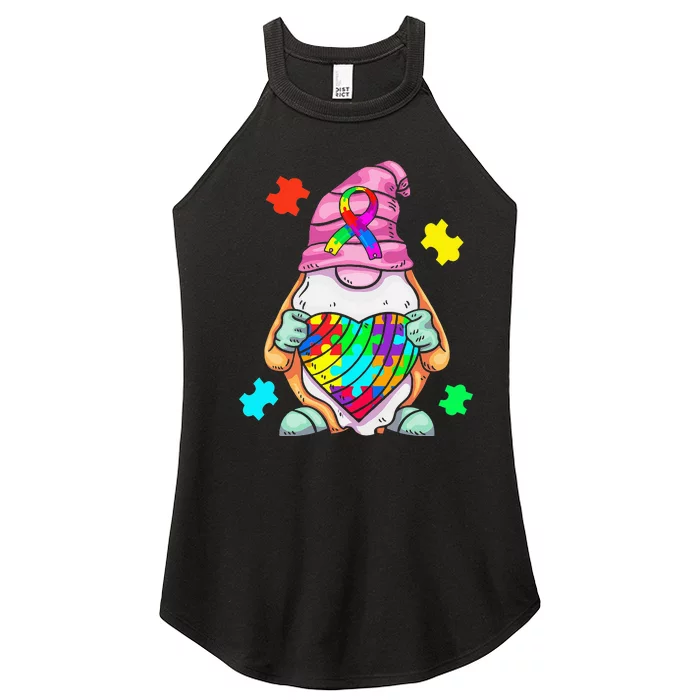 Autism Awareness Gnome Hugging Heart Acceptance Women’s Perfect Tri Rocker Tank