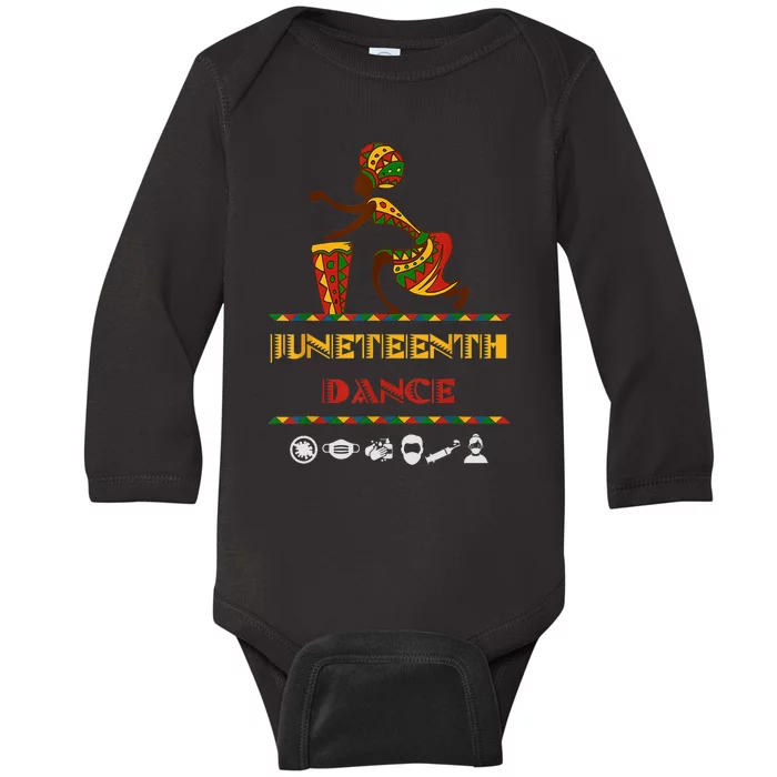 American African Girl Dance Juneteenth Drum Baby Long Sleeve Bodysuit