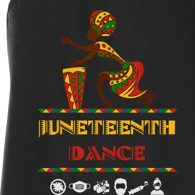 American African Girl Dance Juneteenth Drum Women's Racerback Tank