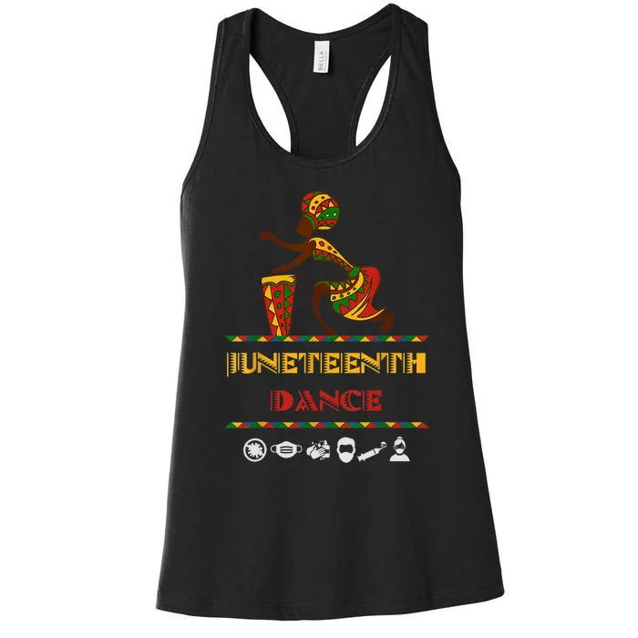 American African Girl Dance Juneteenth Drum Women's Racerback Tank