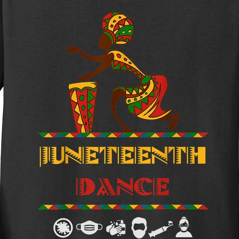 American African Girl Dance Juneteenth Drum Kids Long Sleeve Shirt