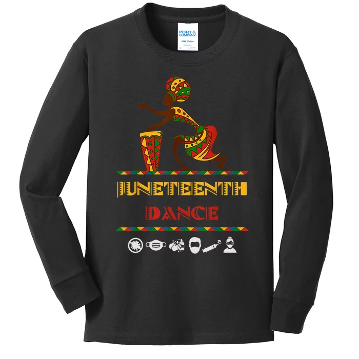 American African Girl Dance Juneteenth Drum Kids Long Sleeve Shirt