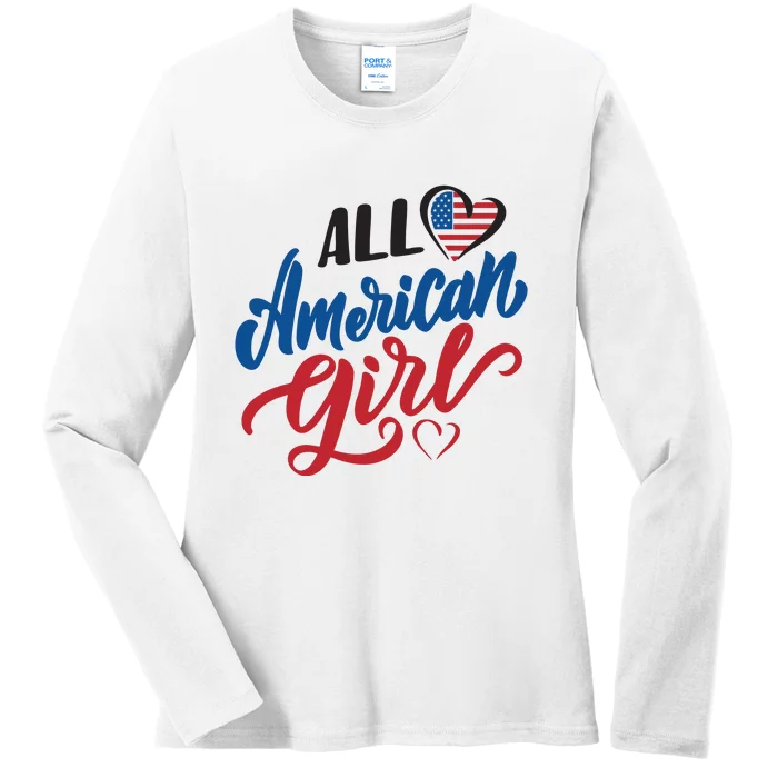 All American Girl | 4th Of July Family Outfits Ladies Long Sleeve Shirt