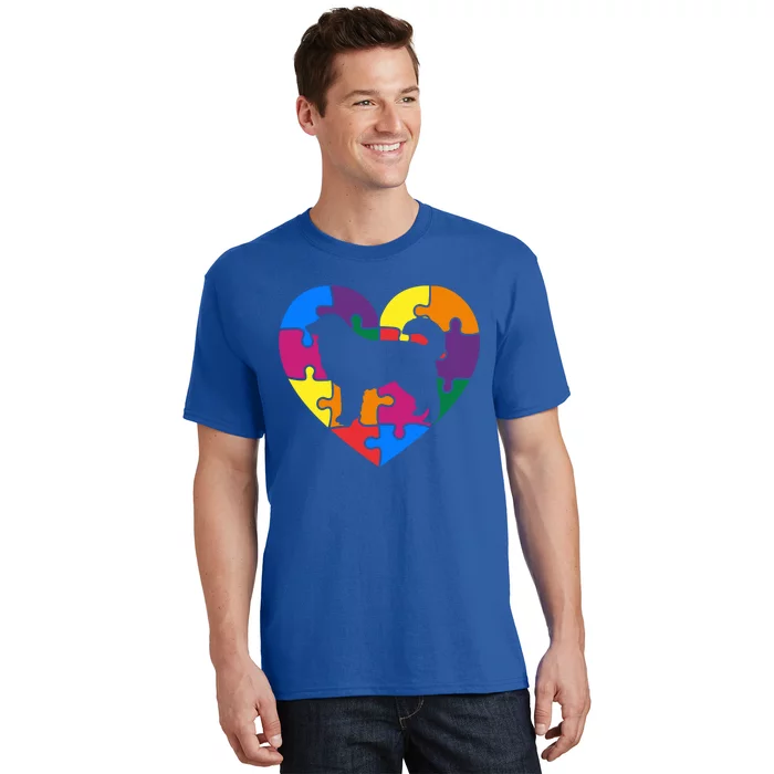 Autism Awareness Great Pyrenees Valentine's Day Puzzle Piece Meaningful Gift T-Shirt