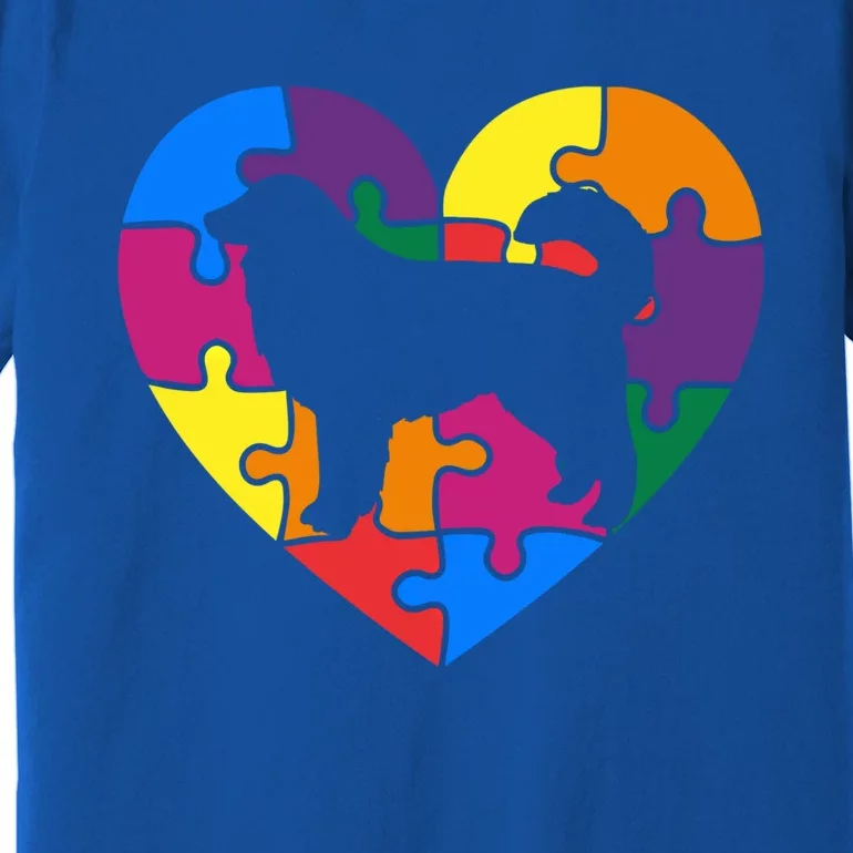 Autism Awareness Great Pyrenees Valentine's Day Puzzle Piece Meaningful Gift Premium T-Shirt