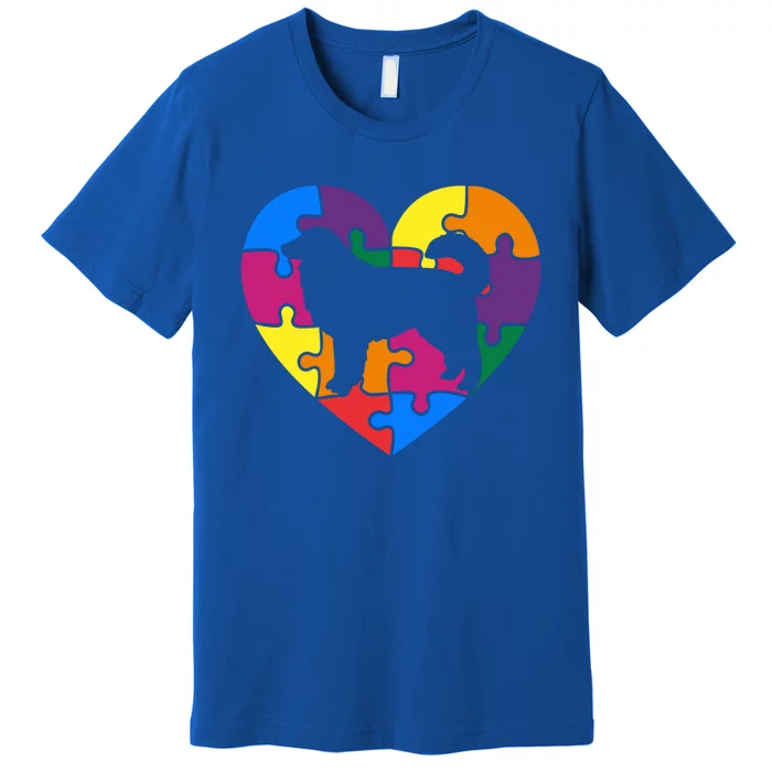 Autism Awareness Great Pyrenees Valentine's Day Puzzle Piece Meaningful Gift Premium T-Shirt