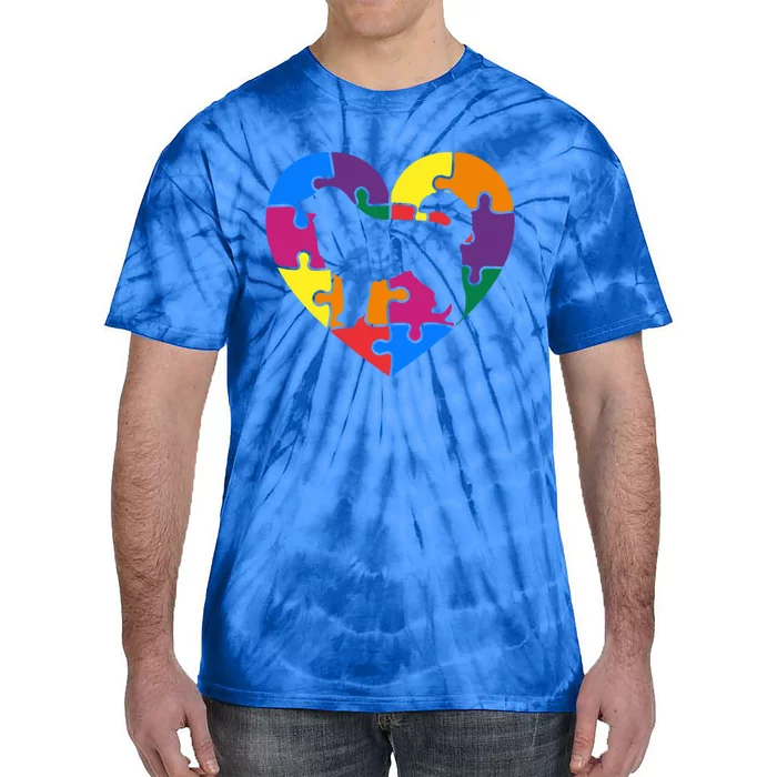 Autism Awareness Great Pyrenees Valentine's Day Puzzle Piece Meaningful Gift Tie-Dye T-Shirt