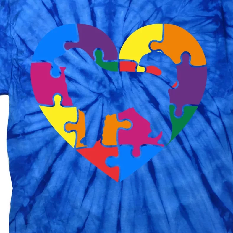 Autism Awareness Great Pyrenees Valentine's Day Puzzle Piece Meaningful Gift Tie-Dye T-Shirt