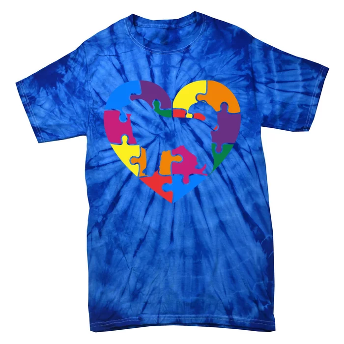 Autism Awareness Great Pyrenees Valentine's Day Puzzle Piece Meaningful Gift Tie-Dye T-Shirt