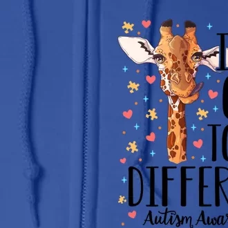 Autism Awareness Giraffe ItS Ok To Be Different Autistic Funny Gift Full Zip Hoodie